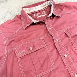 GameGuard Mens Short Sleeve Western Fishing Shirt Maroon with White Stitch XL